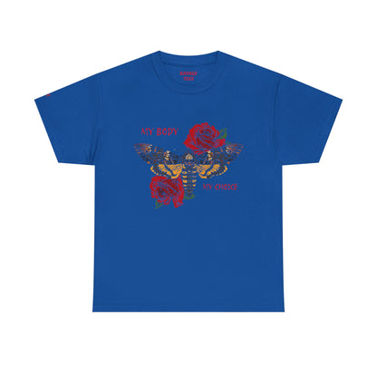 Your Body Your Choice Tee with Butterfly & Rose Design
