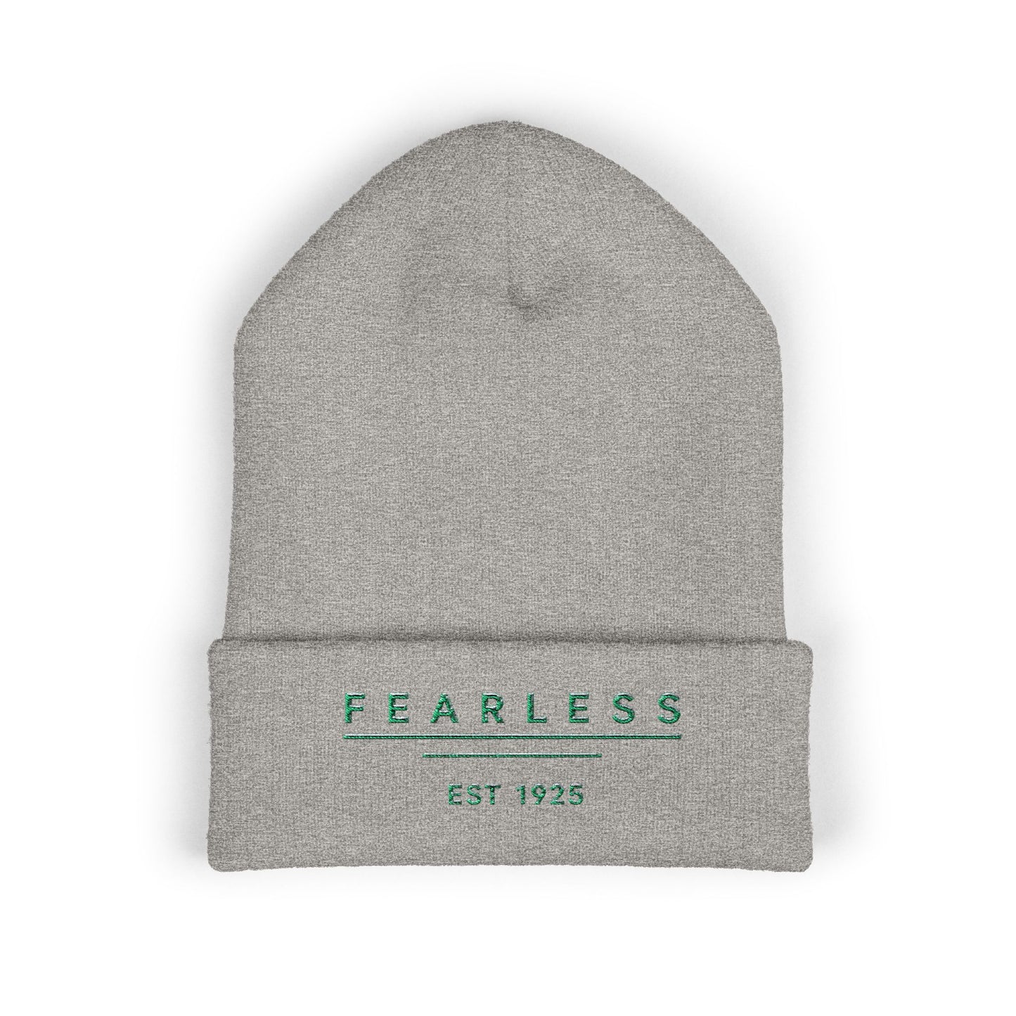 Fearless Embroidered Cuffed Beanie — Minimal Vintage 'EST 1925' Knit Hat