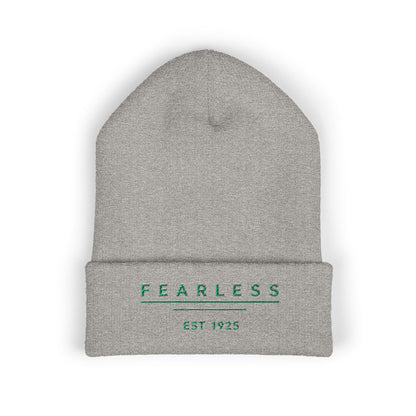 Fearless Embroidered Cuffed Beanie — Minimal Vintage 'EST 1925' Knit Hat