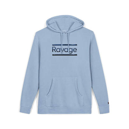 Embroided Ravage Distressed Logo Pigment-Dyed Hoodie — Black Vintage Wash