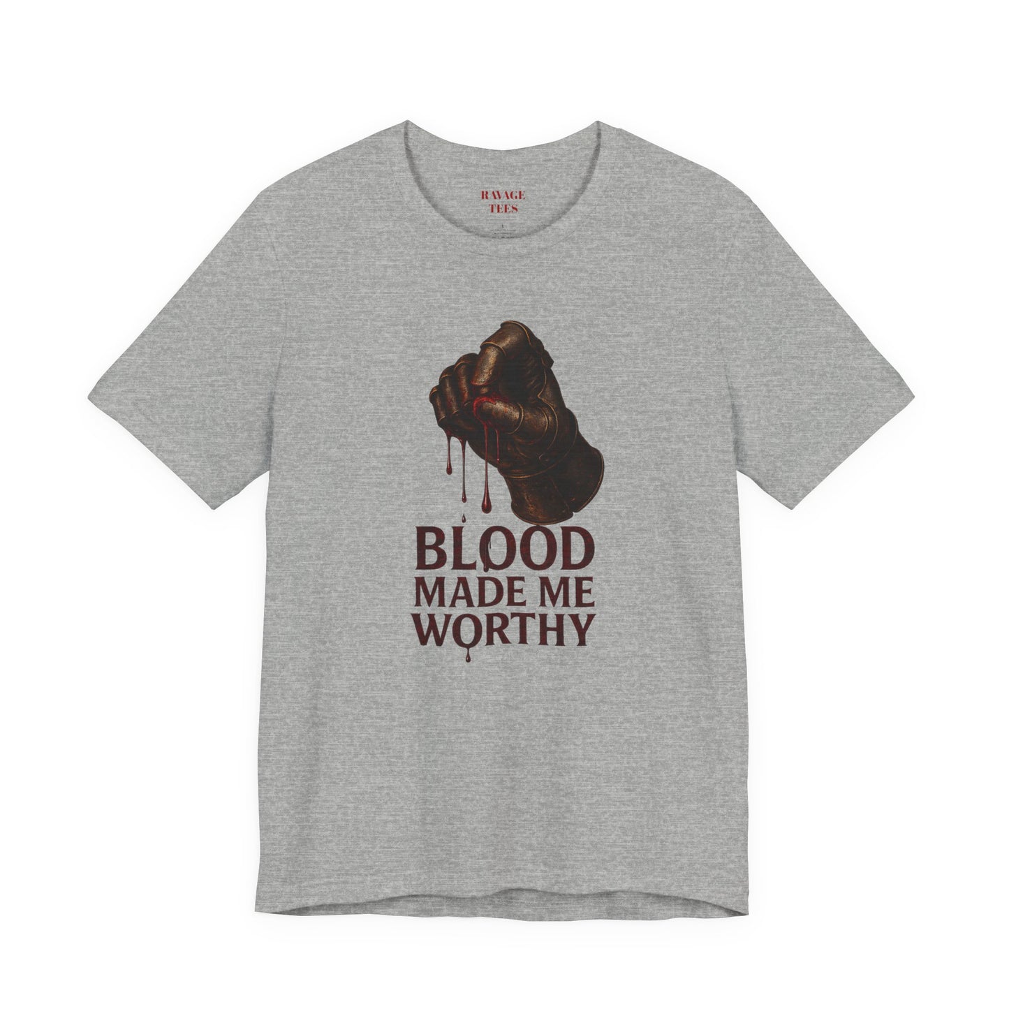 Blood Made Me Worthy T‑Shirt — Graphic Fist Design, Bold Faith & Empowerment Tee