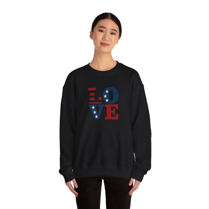 Patriotic Love Sweatshirt | Unisex Crewneck, Cozy Top for Celebrations, Gifts, Independence Day, Casual Style, Everyday Comfort
