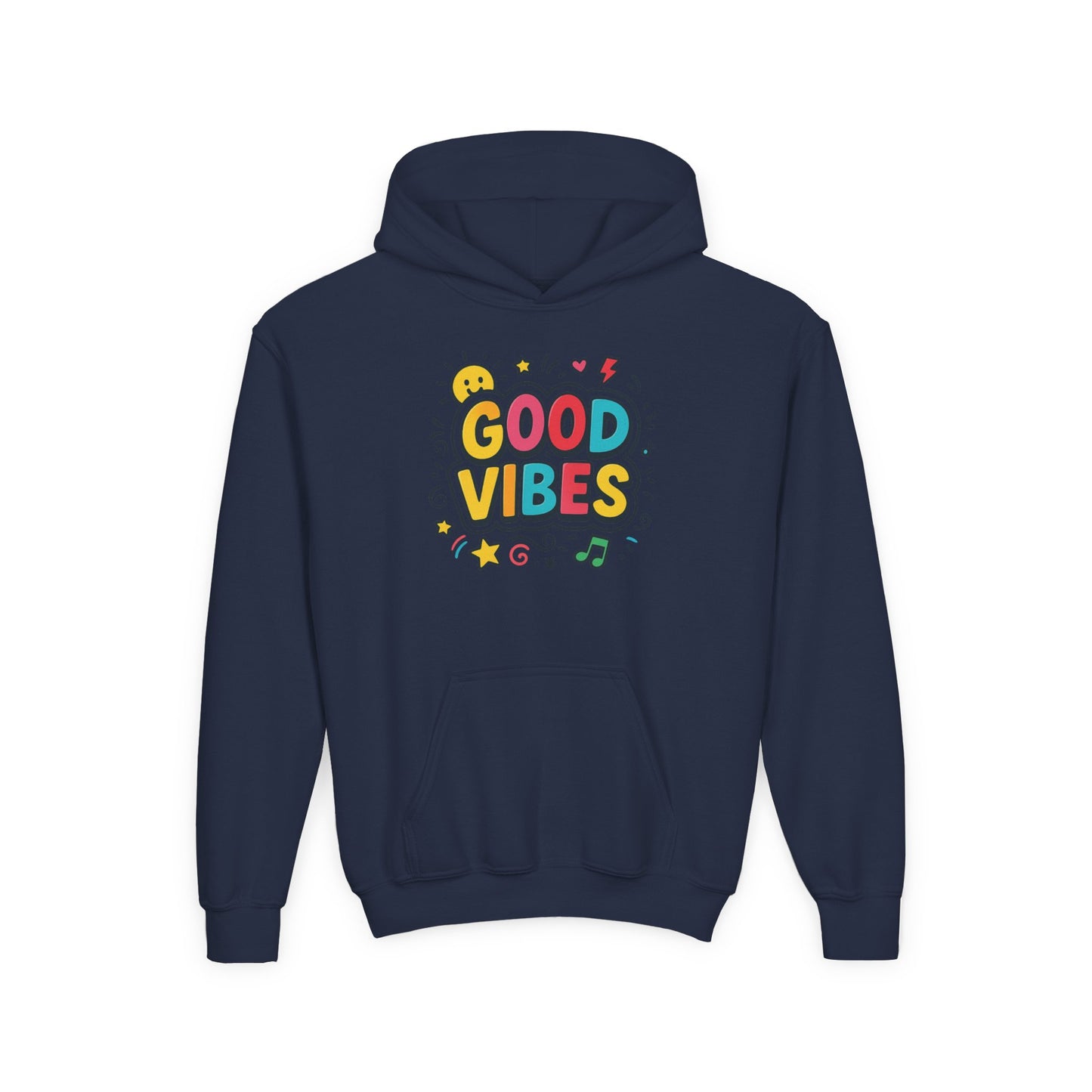 Kids Good Vibes Hoodie – Fun Graphic Sweatshirt with Positive Message, Cozy Casual Outfit, Birthday Gift for Children