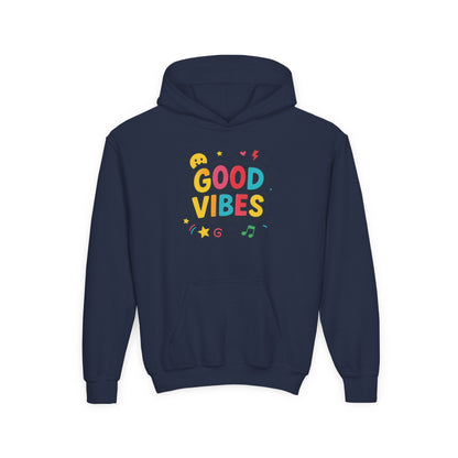 Kids Good Vibes Hoodie – Fun Graphic Sweatshirt with Positive Message, Cozy Casual Outfit, Birthday Gift for Children