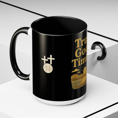 Trust God's Timing Christian Coffee Mug – Inspirational Accent Cup (11oz & 15oz), Faith-Based Gift for Coffee & Tea Lovers
