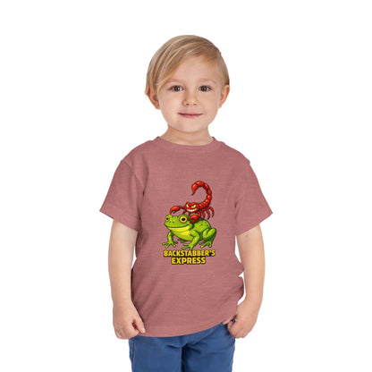 Toddler Tee — 'Backstabber's Express' Scorpion & Frog Funny Kids Shirt