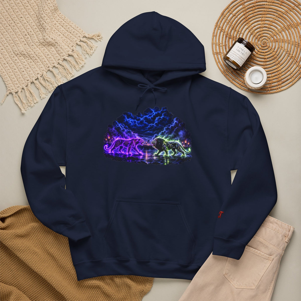 Neon Nebula Predator Clash Graphic Graphic Hoodie