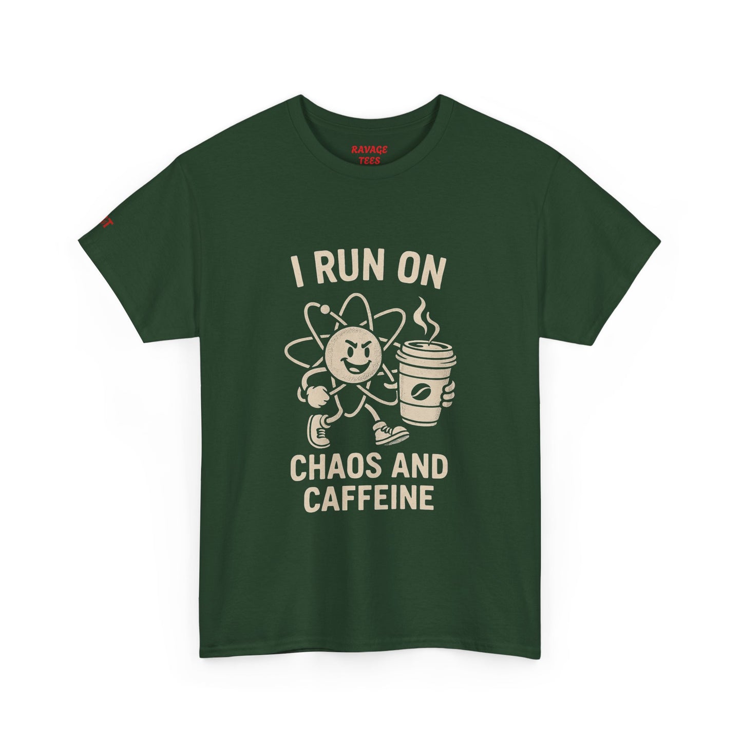 Coffee Lover's Unisex Tee - I Run on Chaos and Caffeine, Funny T-Shirt, Gift for Coffee Enthusiasts, Casual Wear, Relaxed Fit
