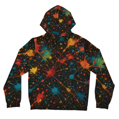 Art of Impact Vibrant Splatter Design Women's Hoodie, Colorful Zip-Up Sweatshirt for Festivals, Casual Wear, Gift for Her, Trendy Activewear