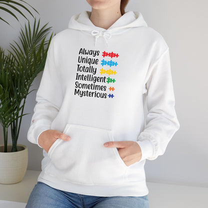 Autism Puzzle Piece Hoodie – Always Unique Design | Inclusive Unisex T-Shirt | Awareness Apparel