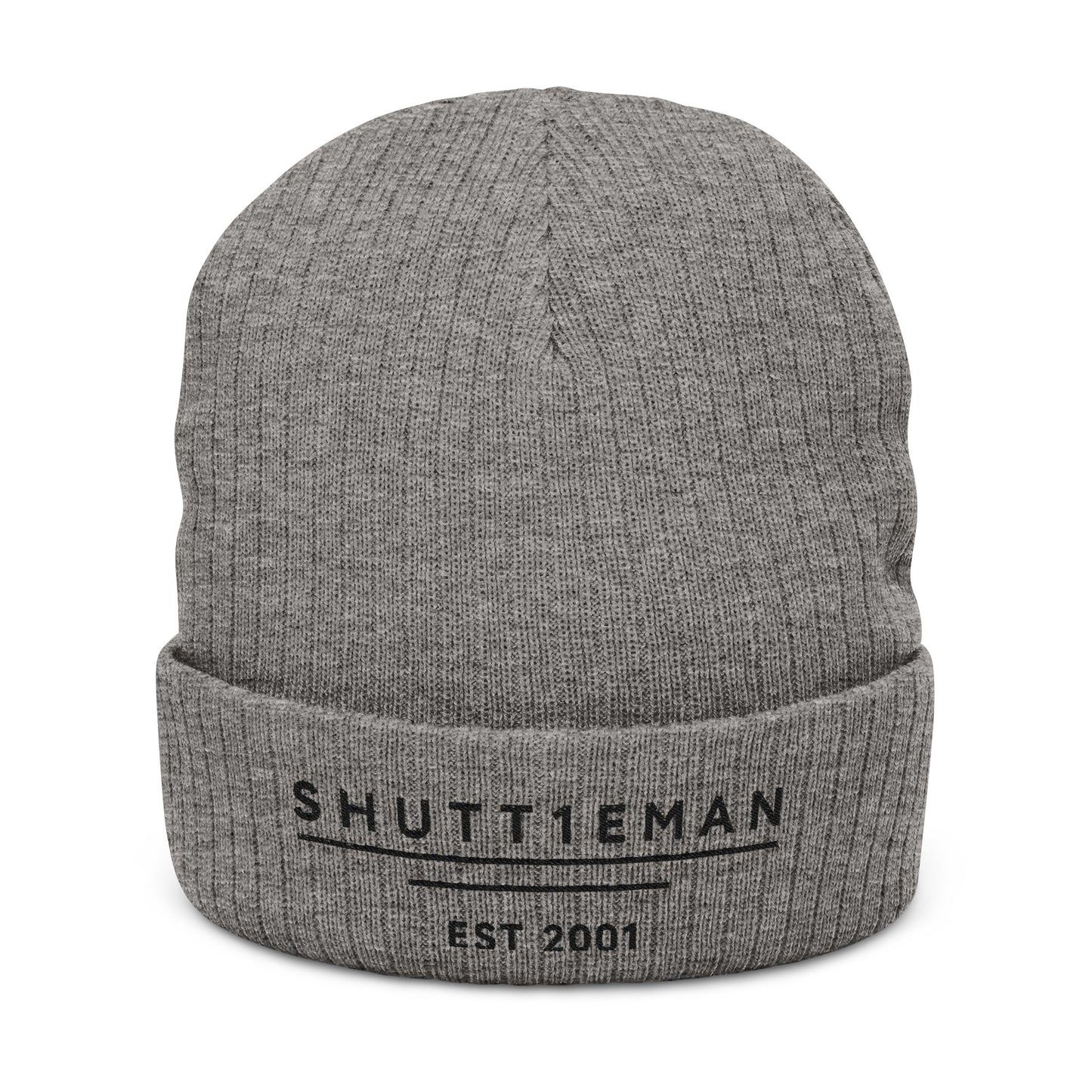 Embroidered Ribbed Beanie — SHUTTIEMAN EST 2001 Knit Hat