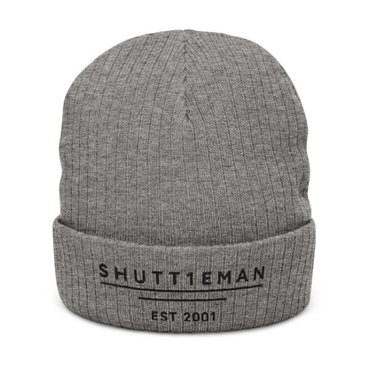 Embroidered Ribbed Beanie — SHUTTIEMAN EST 2001 Knit Hat