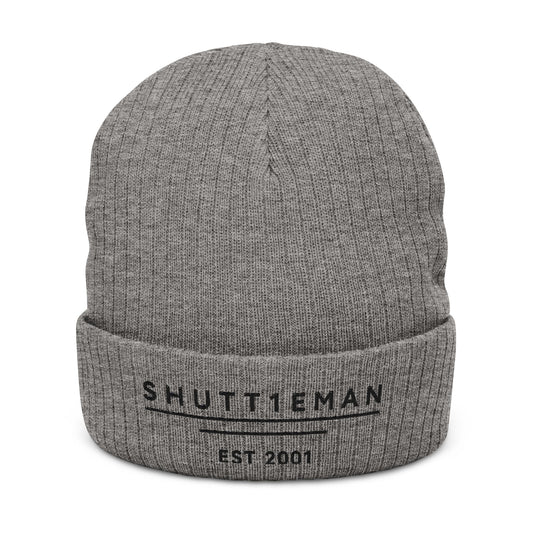Embroidered Ribbed Beanie — SHUTTIEMAN EST 2001 Knit Hat