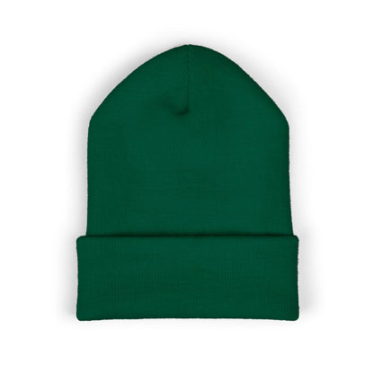Fearless Embroidered Cuffed Beanie — Bold Black Knit Hat