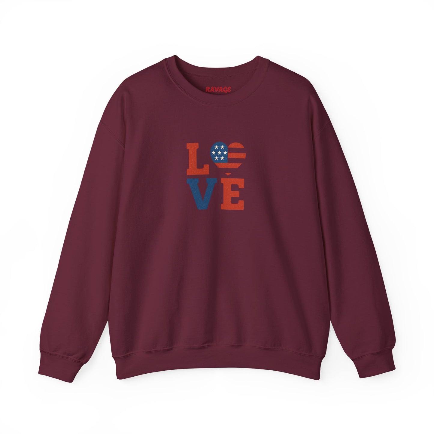 Patriotic Love Sweatshirt | Unisex Crewneck, Cozy Top for Celebrations, Gifts, Independence Day, Casual Style, Everyday Comfort
