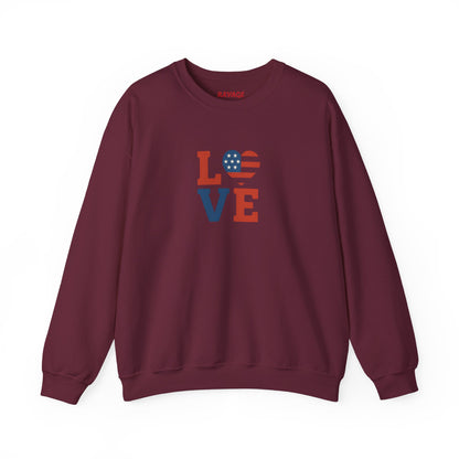 Patriotic Love Sweatshirt | Unisex Crewneck, Cozy Top for Celebrations, Gifts, Independence Day, Casual Style, Everyday Comfort