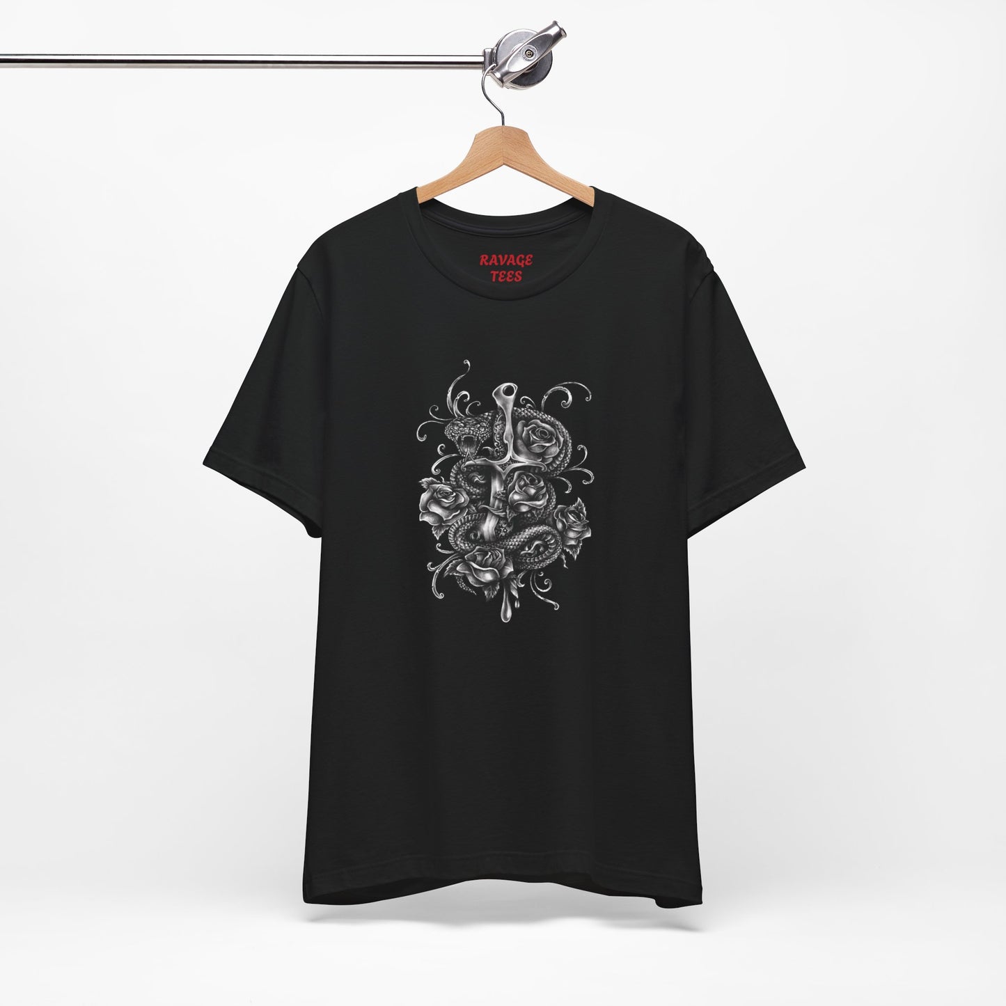 Snake & Dagger Tee: Edgy Unisex Tattoo-Style Graphic Shirt