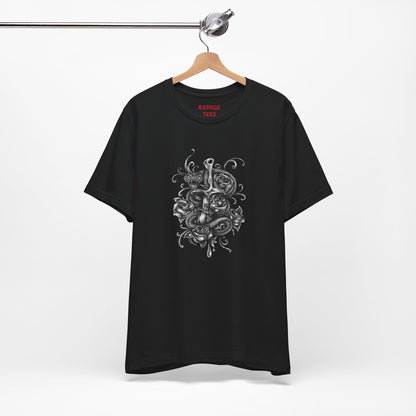 Snake & Dagger Tee: Edgy Unisex Tattoo-Style Graphic Shirt