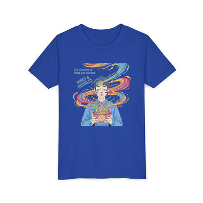 Vibes & Noodles Youth Tee, Cute Kid's T-Shirt, Fun Graphic Tee, Colorful Short Sleeve Shirt, Gift for Kids, Summer Outfit