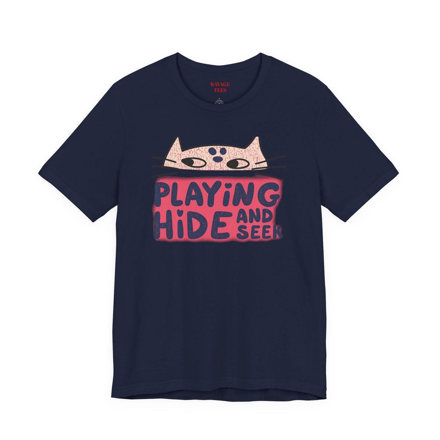 Playing Hide and Seek Cat T-Shirt — Cute Graphic Tee for Cat Lovers