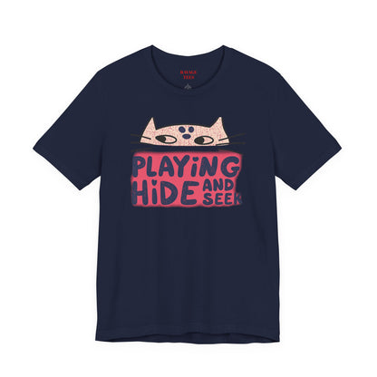 Playing Hide and Seek Cat T-Shirt — Cute Graphic Tee for Cat Lovers