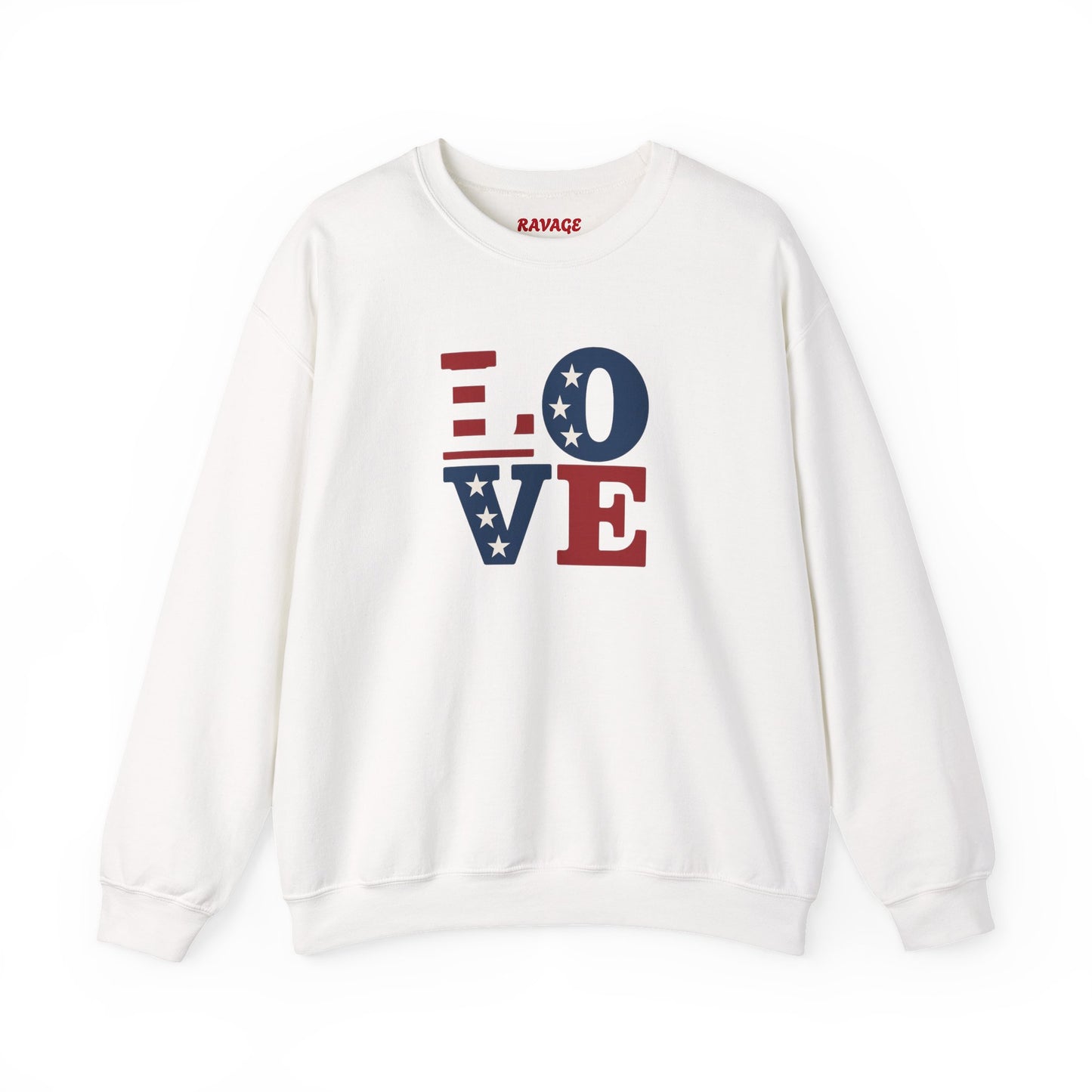 Patriotic Love Sweatshirt | Unisex Crewneck, Cozy Top for Celebrations, Gifts, Independence Day, Casual Style, Everyday Comfort