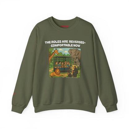 Reversal of Roles-Fun Animal Crewneck Sweatshirt, Unisex Sweatshirt