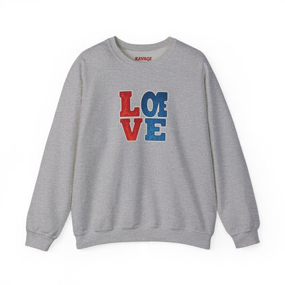 Patriotic Love Sweatshirt | Unisex Crewneck, Cozy Top for Celebrations, Gifts, Independence Day, Casual Style, Everyday Comfort