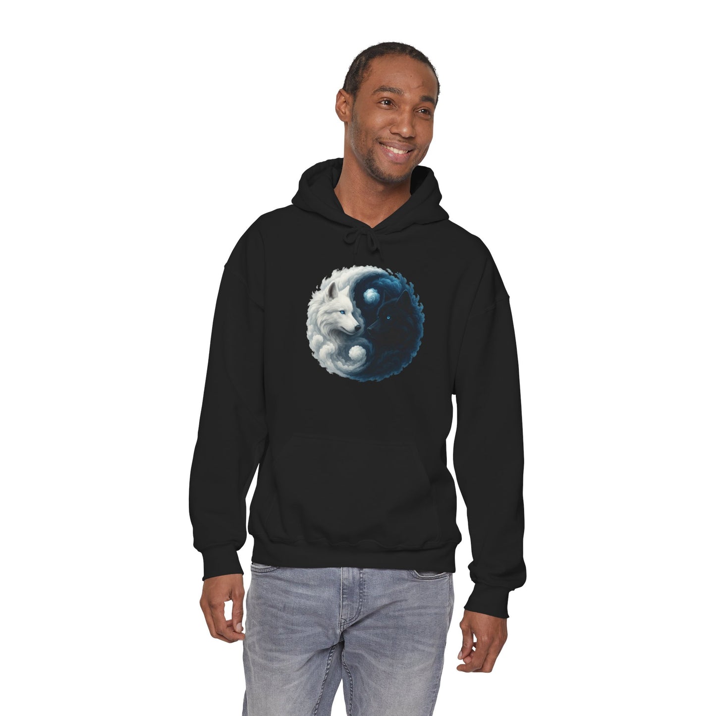 Yin Yang Wolf Sweatshirt: Spiritual Harmony Wildlife Pullover