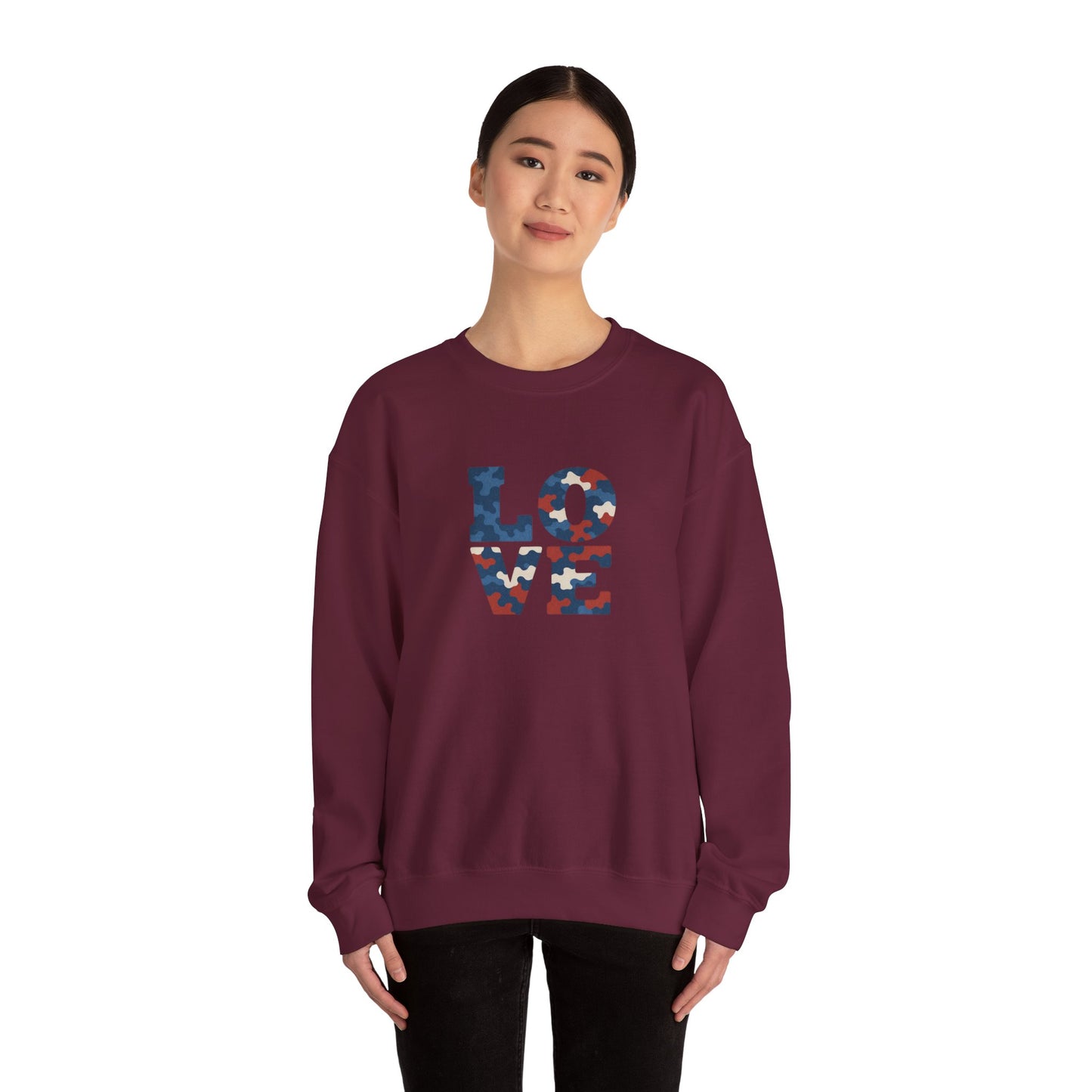 Patriotic Love Sweatshirt | Unisex Crewneck, Cozy Top for Celebrations, Gifts, Independence Day, Casual Style, Everyday Comfort