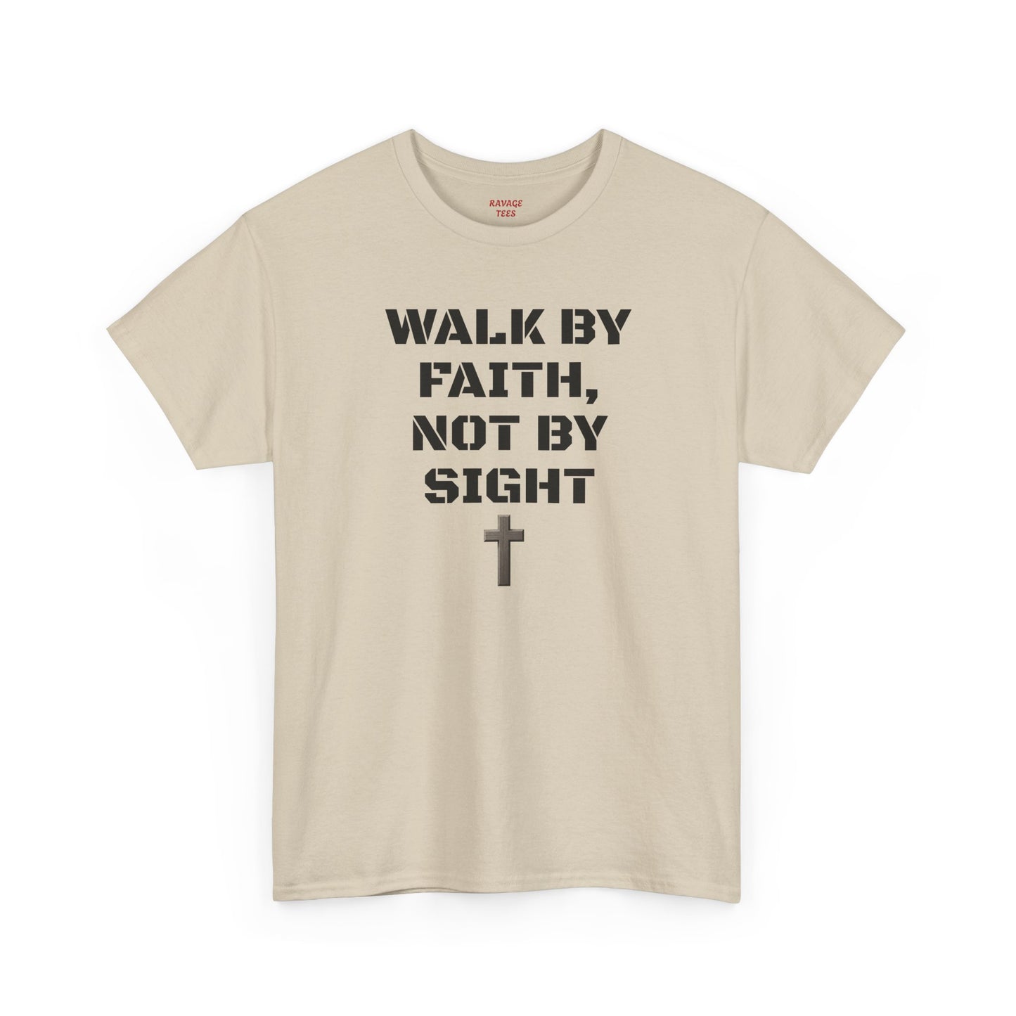 "Walk By Faith" Tee: Christian Bible Verse Unisex Heavy Cotton Shirt