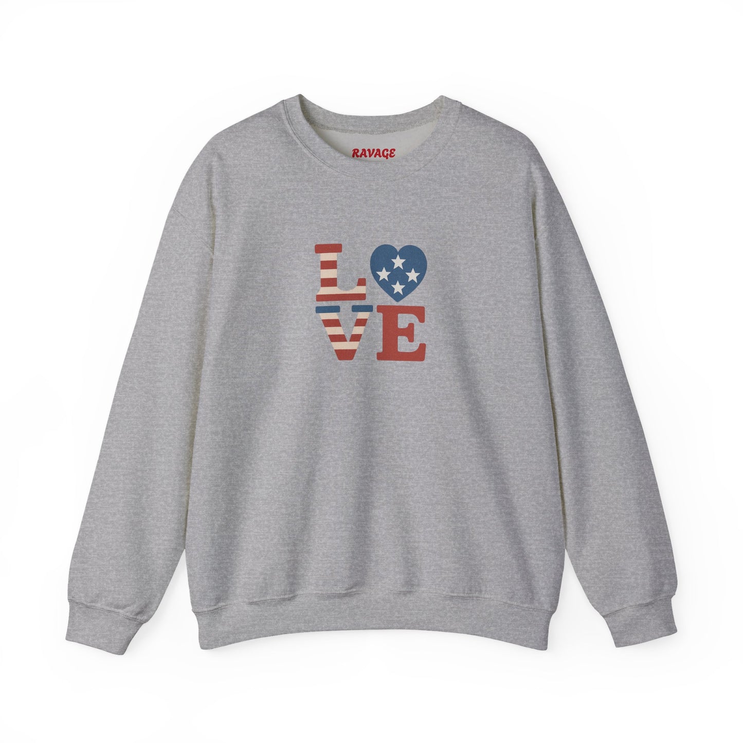 Patriotic Love Sweatshirt | Unisex Crewneck, Cozy Top for Celebrations, Gifts, Independence Day, Casual Style, Everyday Comfort