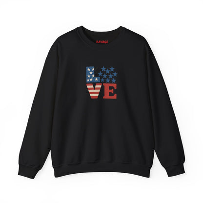 Patriotic Love Sweatshirt | Unisex Crewneck, Cozy Top for Celebrations, Gifts, Independence Day, Casual Style, Everyday Comfort