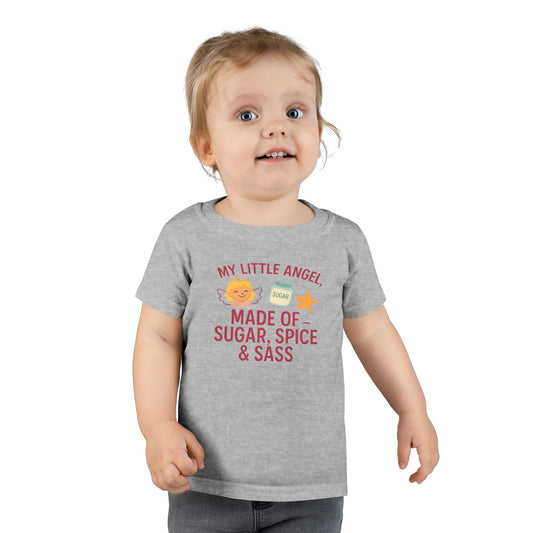 Toddler T-Shirt - My Little Angel - Made of Sugar, Spice & Sass - Cute Gift for Birthday, Baby Shower, Toddler Playdates, Everyday Wear