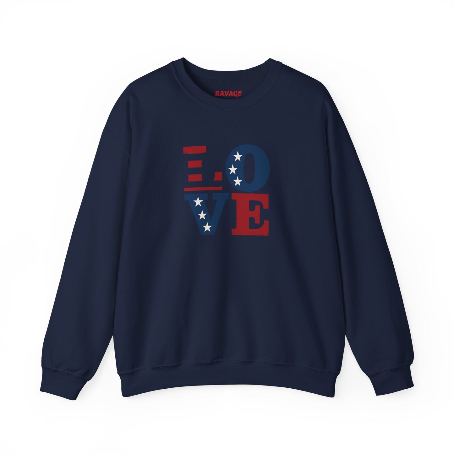 Patriotic Love Sweatshirt | Unisex Crewneck, Cozy Top for Celebrations, Gifts, Independence Day, Casual Style, Everyday Comfort