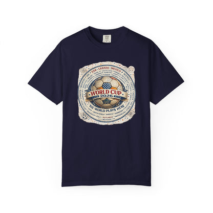 World Cup 2026 Vintage Soccer T-Shirt — USA Canada Mexico Tournament Tee