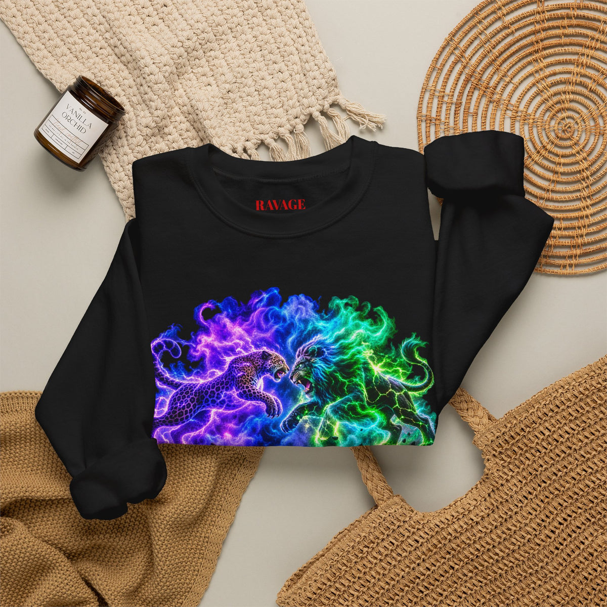 Neon Nebula Predator Clash Graphic Sweatshirt