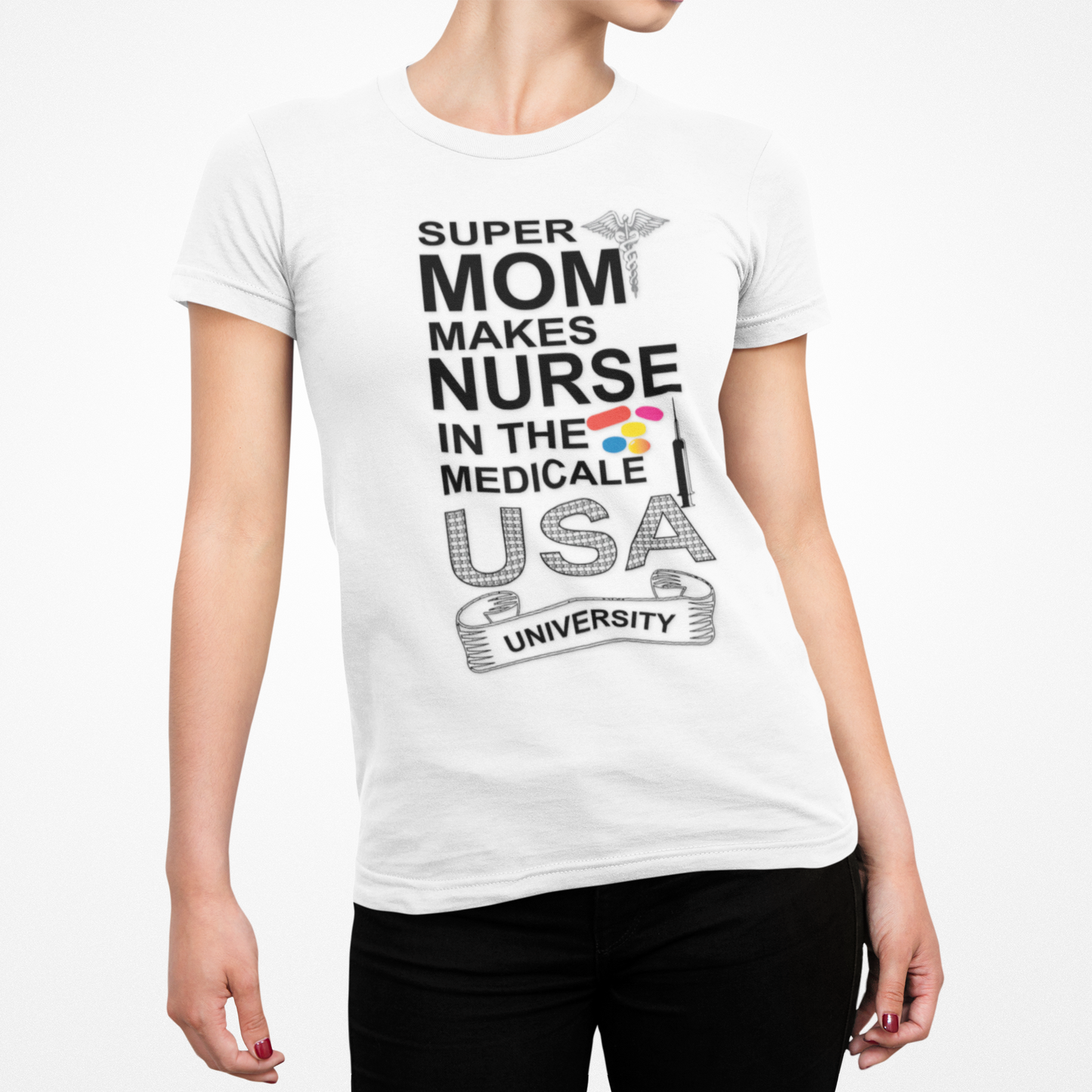 Super Mom Nurse Tee, Unisex Cotton T-Shirt for Nurses, Gift for Medical Professionals, Medical Field Apparel
