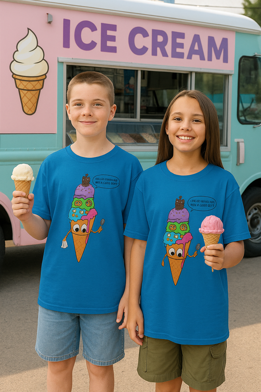 Kids Ice Cream Cone T-Shirt - Fun Summer Apparel, Perfect Gift for Birthdays, Playdates, Ice Cream Lovers, Family Outings