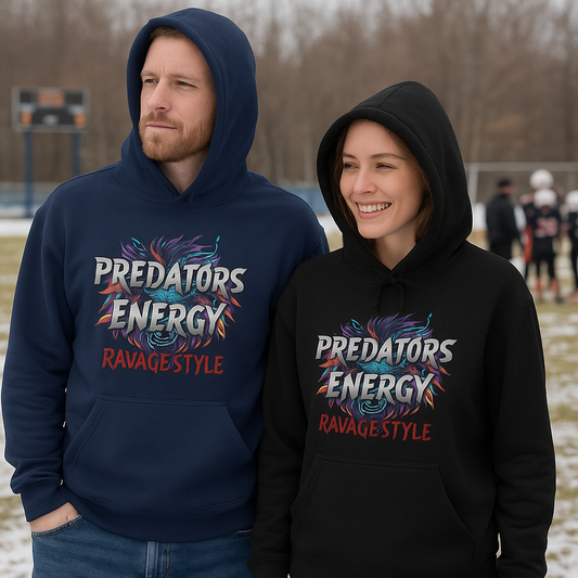 Predators Energy RAVAGE STYLE Hoodie – Bold Unisex Sweatshirt for Gamers, Streetwear Fans & Casual Comfort Gift