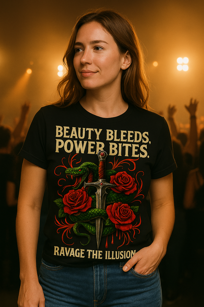 "Beauty Bleeds" Tee: Dark Aesthetic Unisex Graphic T-Shirt