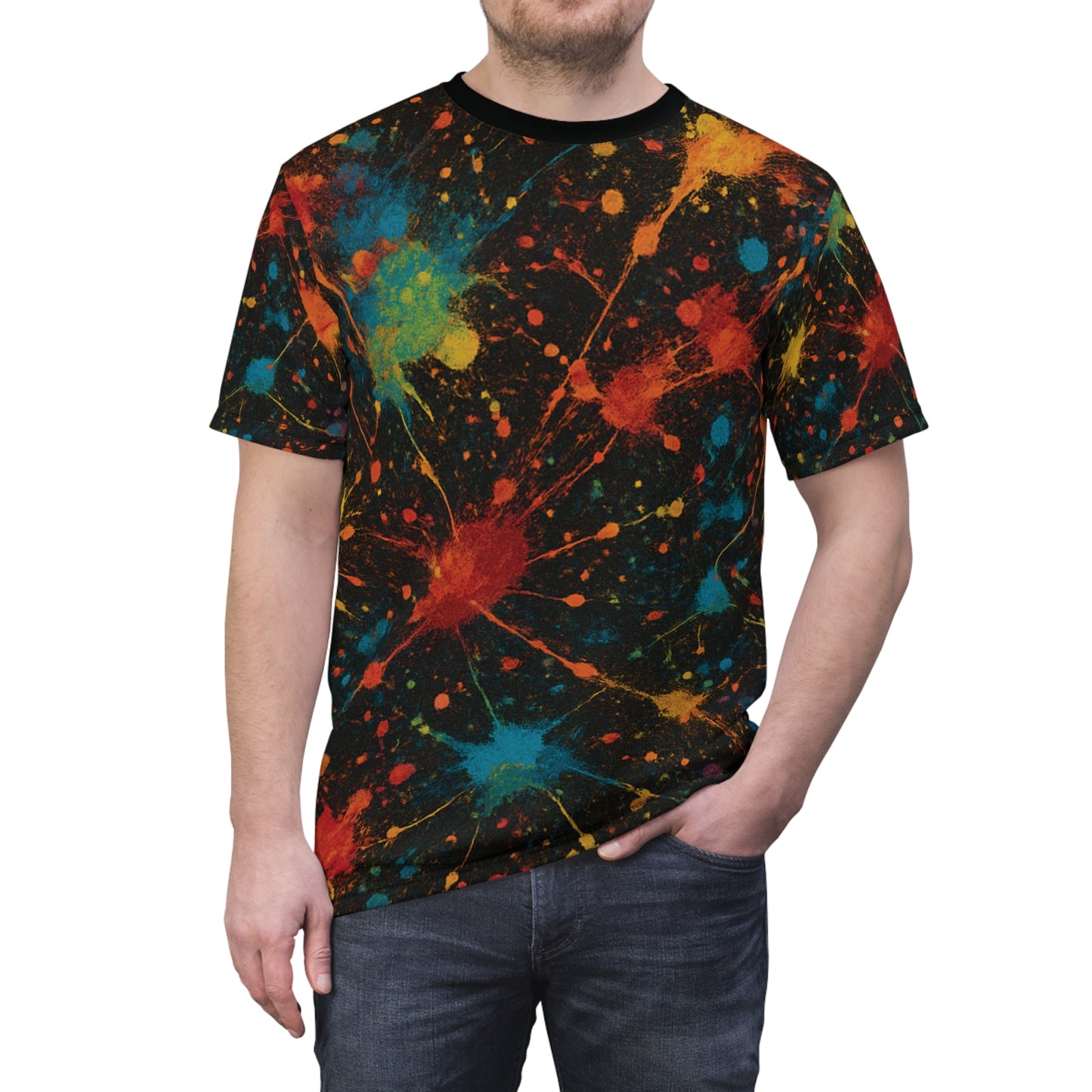 Art of Impact Colorful Splatter Unisex Tee, Eye-Catching Urban Graphic T-Shirt