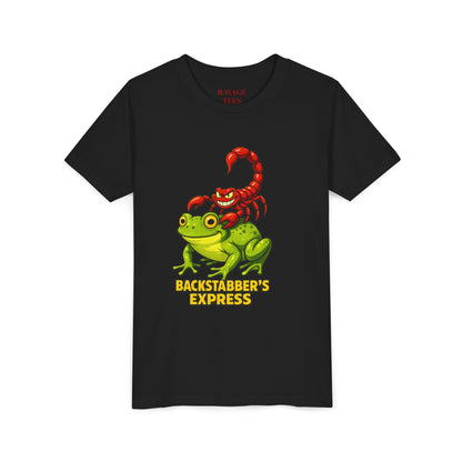 Youth Tee - "Backstabber's Express" Frog & Scorpion Graphic