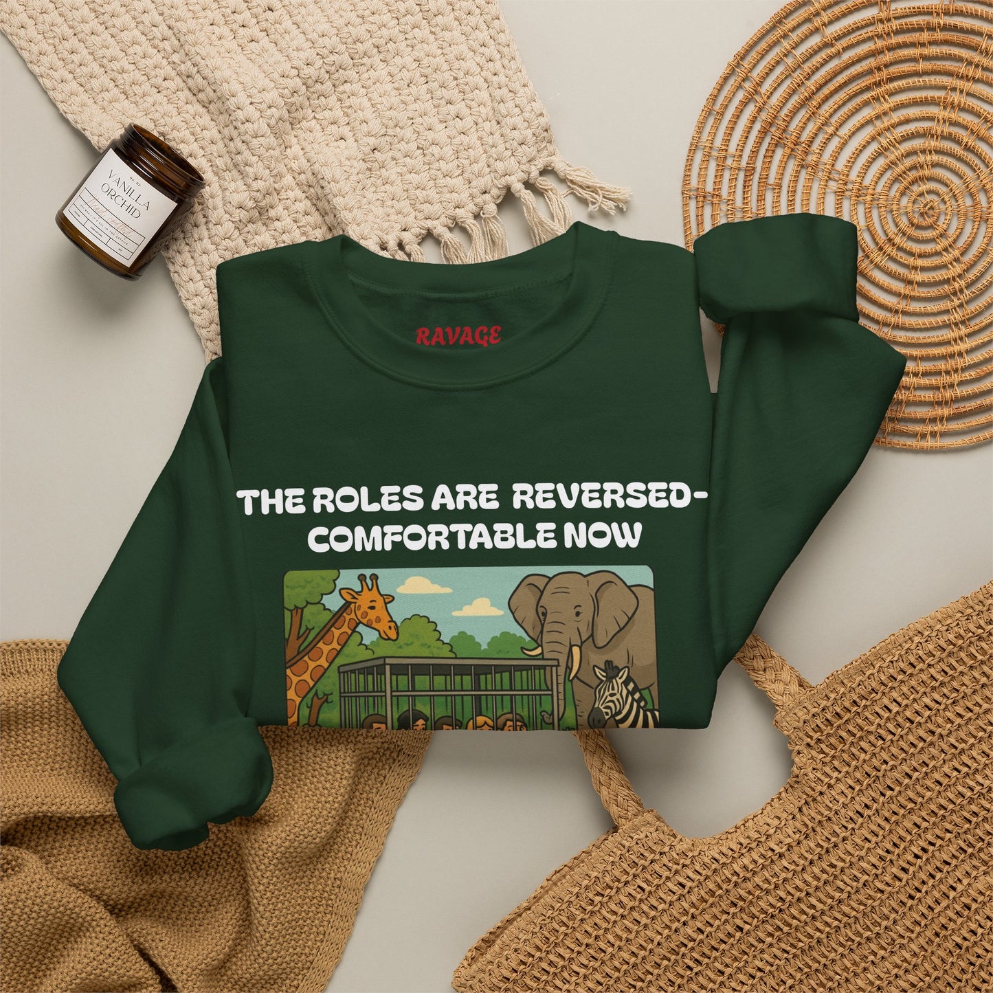 Reversal of Roles-Fun Animal Crewneck Sweatshirt, Unisex Sweatshirt