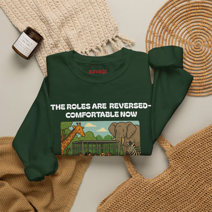 Reversal of Roles-Fun Animal Crewneck Sweatshirt, Unisex Sweatshirt