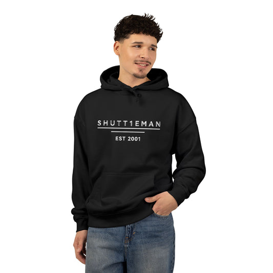 Shutt1eman EST 2001 Minimalist Logo Hoodie — Organic Relaxed Fit