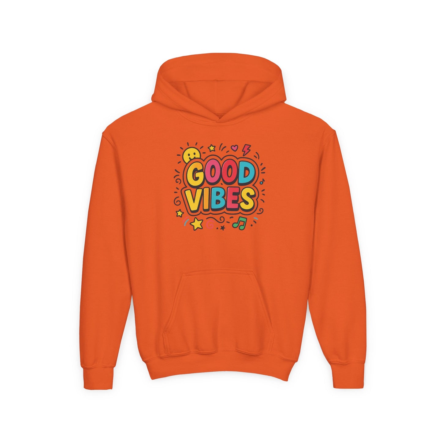 Kids Good Vibes Hoodie – Fun Graphic Sweatshirt with Positive Message, Cozy Casual Outfit, Birthday Gift for Children