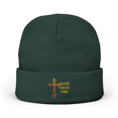 Embroidered Faith Beanie - Cozy Knit Hat for Winter, Inspirational Accessory, Unisex, Gift for Believers, Fashionable Headwear