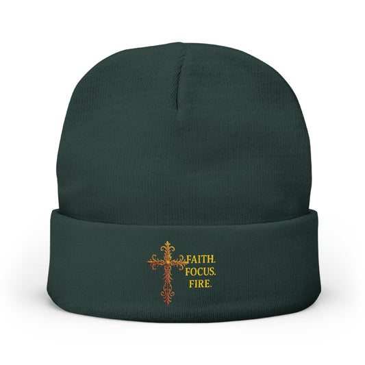 Embroidered Faith Beanie - Cozy Knit Hat for Winter, Inspirational Accessory, Unisex, Gift for Believers, Fashionable Headwear