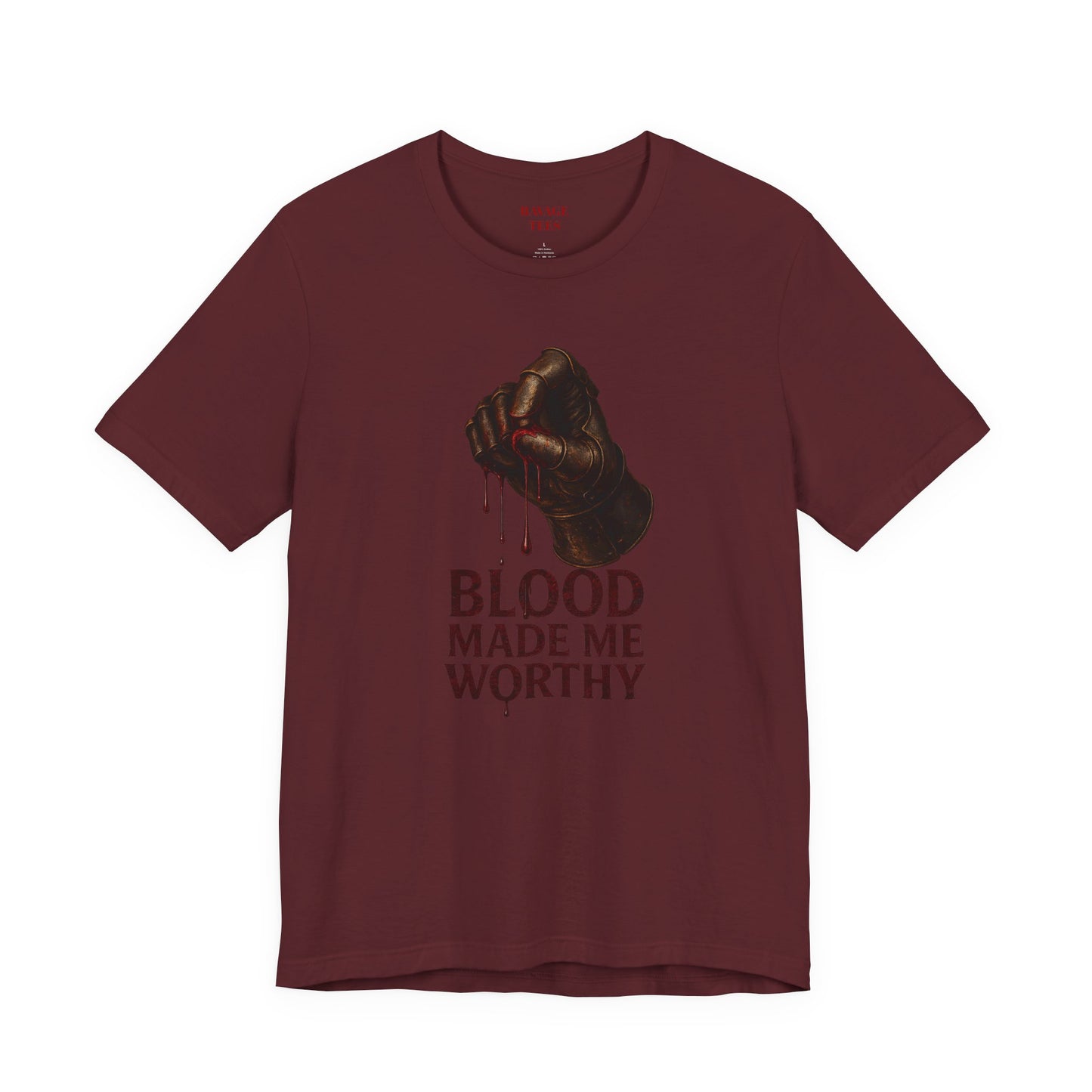 Blood Made Me Worthy T‑Shirt — Graphic Fist Design, Bold Faith & Empowerment Tee
